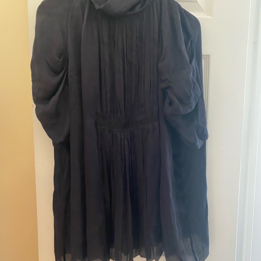 Prada Black Pleated Silk Top Blouse Size 48 Italian = XL